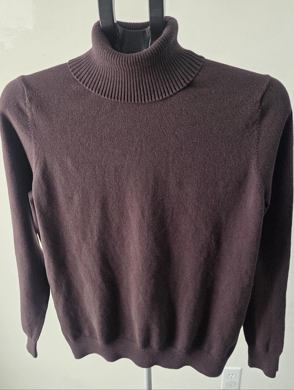 Lands' End Women's Turtleneck Sweater Size Large Petite 14-16 Dark Brown